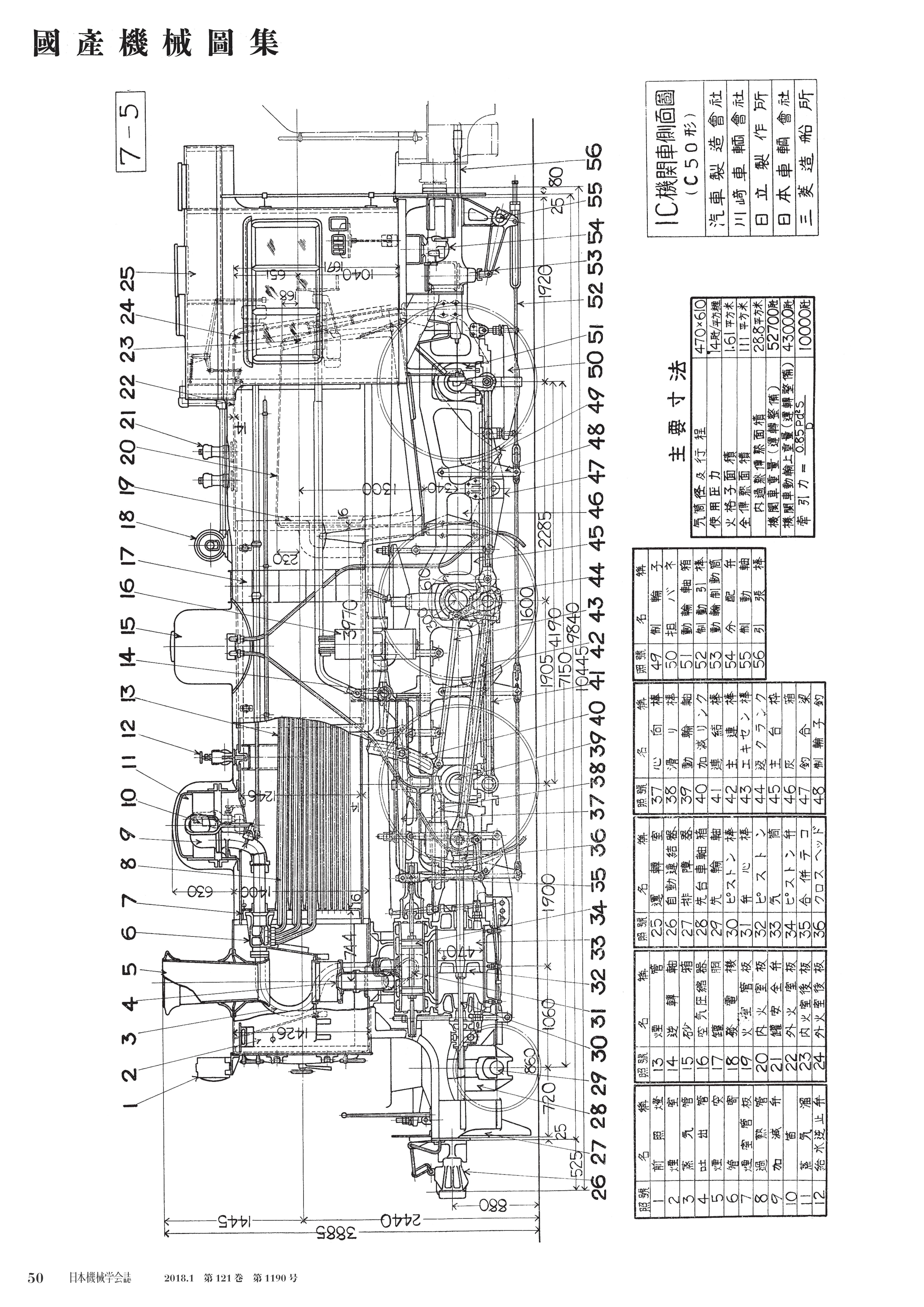 1c 機関車側面図 C50形 日本機械学会誌